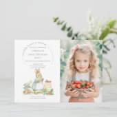 可愛いバニーとイチゴ誕生日 招待状 (スタンド正面)