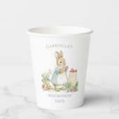 可愛いバニーとイチゴ誕生日 紙コップ (裏面)