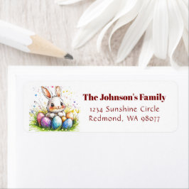 可愛いバニーとカラフル卵アドレス ラベル