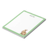 可愛いバニーと緑のフレームシンプル ノートパッド (回転)