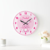 可愛いバニーのウサギの子供部屋はキッズクロックと名付けた ラージ壁時計 (ホーム)