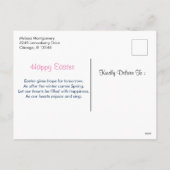 可愛いバニーのバスケット&かわいらし花模様ハッピーイースター シーズンポストカード (裏面)