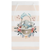 可愛いバニーのバスケット&かわいらし花模様ハッピーイースター スモールペーパーバッグ (裏面)