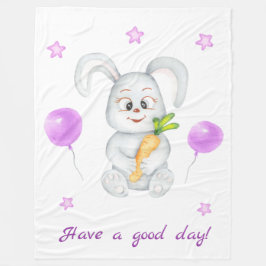可愛いバニーのポス前向きター フリースブランケット
