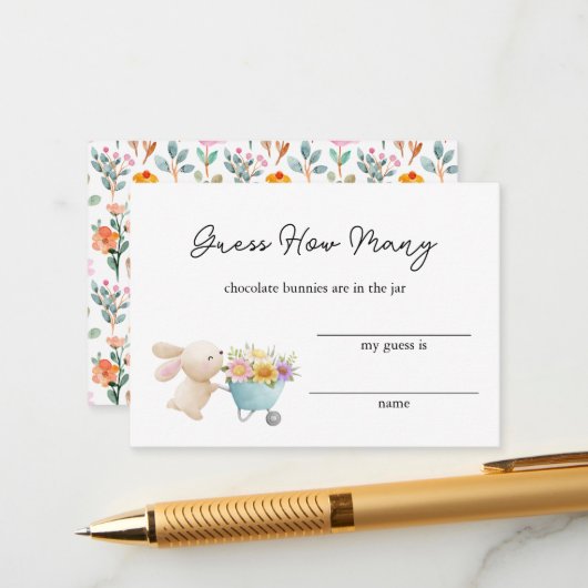 可愛いバニーのワイルドフラワーはいくつだと思う エンクロージャーカード (正面/裏面インサイチュ)