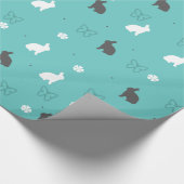 可愛いバニーの花と蝶の柄 ラッピングペーパー (角)