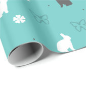 可愛いバニーの花と蝶の柄 ラッピングペーパー (ロールコーナー)