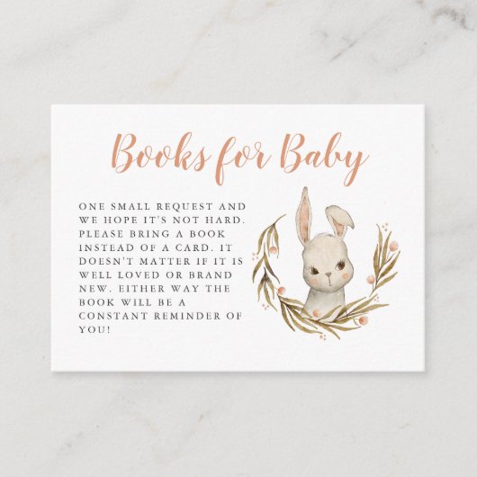 可愛いバニーウッドランド赤ちゃんシャワー予約リクエスト エンクロージャーカード (正面)