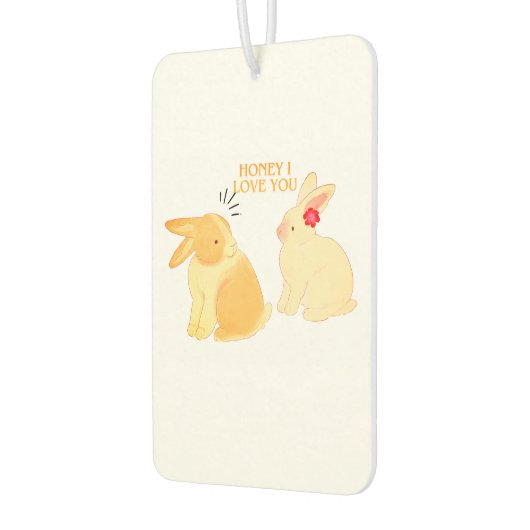 可愛いバニーカップル愛引用文- 「ハニー愛してる」 カーエアーフレッシュナー (左)