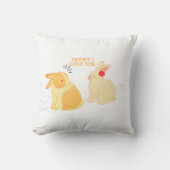 可愛いバニーカップル愛引用文- 「ハニー愛してる」 クッション (正面)