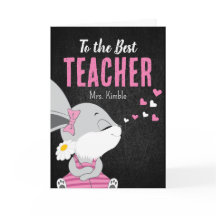 可愛いバニーサンキューカード先生 – ブラックボード