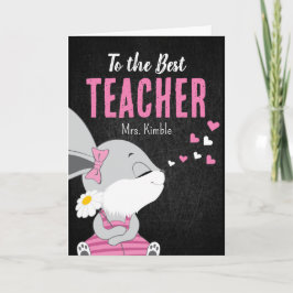 可愛いバニーサンキューカード先生 – ブラックボード カード