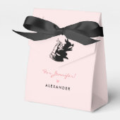 可愛いバニーシルエットとピンク色の蝶パーティー フェイバーボックス (正面サイド)