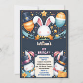 可愛いバニーテレビパーティー魔法ショー1st誕生日 招待状 (正面)