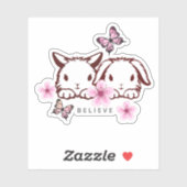 可愛いバニーバタフライさくらんぼブロッサムラップトップステッカー シール (シート)