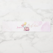 可愛いバニーバルーンピンクと金ゴールドの赤ちゃんシャワー ペットボトルラベル (シングルラベル)