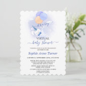 可愛いバニーバルーン男の子仮想ベビーシャワー 招待状 (スタンド正面)