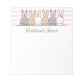 可愛いバニーパーソナライズされた ノートパッド (正面)