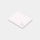 可愛いバニーパーソナライズされた – ピンクストライプのの子ども ポストイット (アングル)