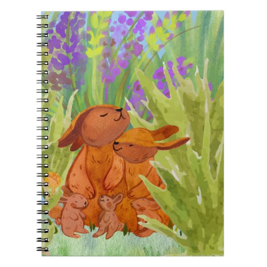 可愛いバニーファミリーの自然 ノートブック (正面)