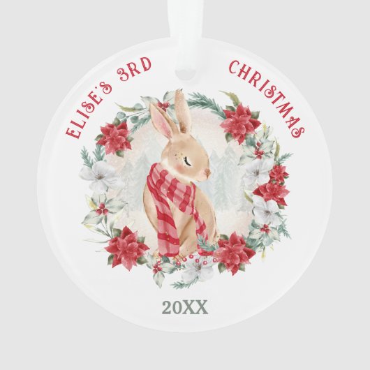 可愛いバニーポインセチアエレガントガール名クリスマス オーナメント (裏面)