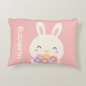 可愛いバニーマンガ&ガールズピンクのための花 アクセントクッション (裏面)