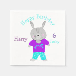 可愛いバニーラビットをテーマにした誕生日パーティー スタンダードカクテルナプキン