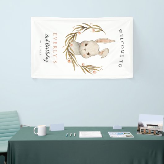 可愛いバニーラビットガールバースデーパーティーへようこそ 横断幕 (トレードショー)