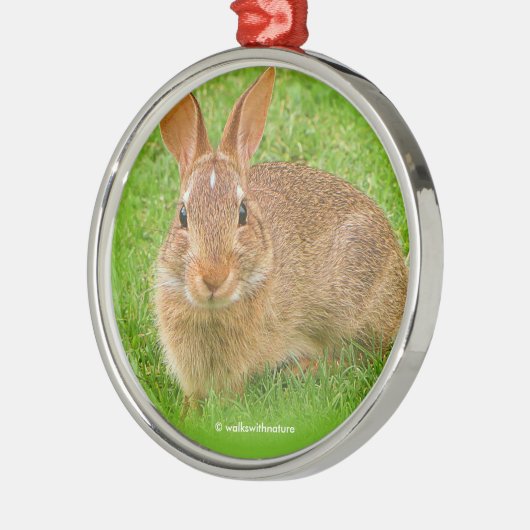 可愛いバニーラビットゴルフフェアウェイでグリーンを噛む メタルオーナメント (左)