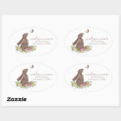 可愛いバニーラビットフローラメール/差出人住所 楕円形シール (シート)