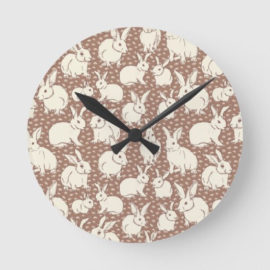 可愛いバニーラビットボナンザ – Mocha Mousse. ラウンド壁時計 (正面)