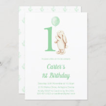 可愛いバニーラビット&バルーングリーンの誕生日