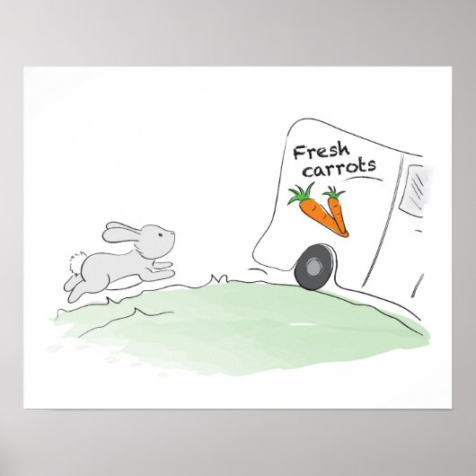 可愛いバニーランニングのポスター（ニンジン用のポスター） ポスター (正面)