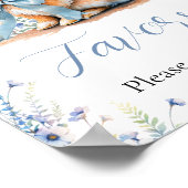 可愛いバニーワイルドフラワーベイビーシャワーの好意サイン ポスター (角)