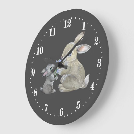 可愛いバニー好きの動物 ラージ壁時計 (傾斜)