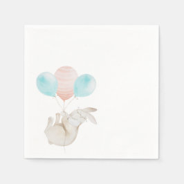 可愛いバニー持ちバルーン紙ナプキン スタンダードカクテルナプキン