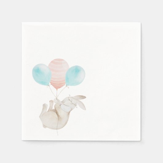 可愛いバニー持ちバルーン紙ナプキン スタンダードカクテルナプキン (正面)