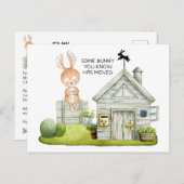 可愛いバニー新しいホームムービングアナウンスメントカード 案内ポストカード (正面/裏面)