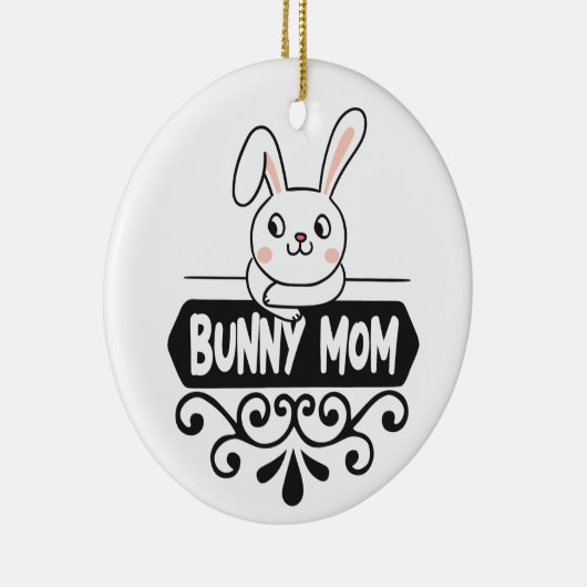可愛いバニー母のウサギの恋人の写真 セラミックオーナメント (右)