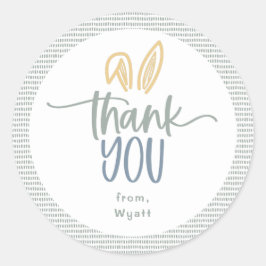 可愛いバニー耳ありがとうクラシックラウンドステッカー ラウンドシール