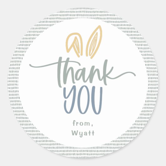 可愛いバニー耳ありがとうクラシックラウンドステッカー ラウンドシール (正面)