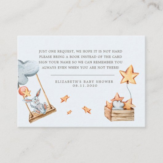 可愛いバニー雲ベビーシャワー囲いカード エンクロージャーカード (正面)