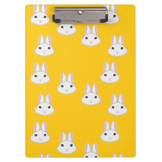 可愛いバニー顔オンオレンジ クリップボード (正面)
