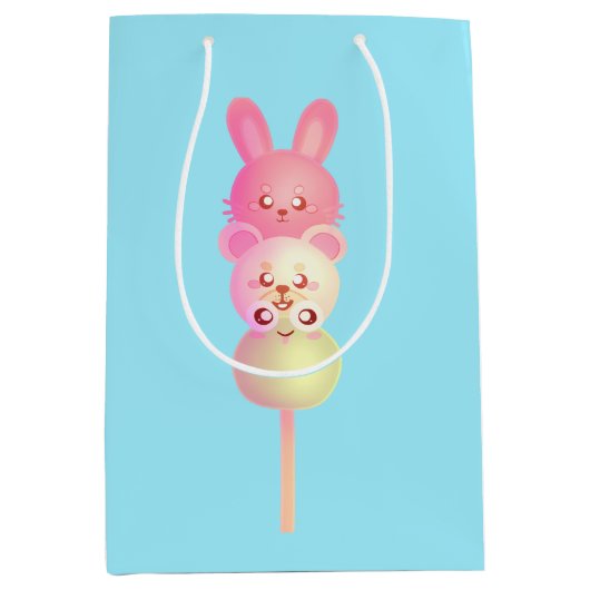 可愛いバニー、クマ、カエルの団子光沢ポスター ミディアムペーパーバッグ (正面)