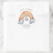 可愛いバニー・レインボー男の子シール ラウンドシール (バッグ)