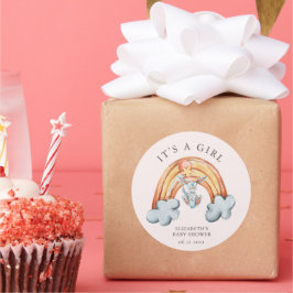 可愛いバニー・レインボー男の子シール ラウンドシール