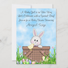 可愛いバニー、雛、イースターエッグガールの赤ちゃんシャワー 招待状