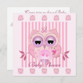 可愛いバビーガールフクロウとベビーシャワー招待状 招待状 (正面/裏面)