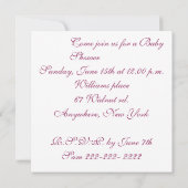 可愛いバビーガールフクロウとベビーシャワー招待状 招待状 (裏面)