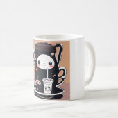 可愛いバブルティーカップ白黒 コーヒーマグカップ (正面右)
